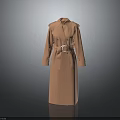 Pink Long Double Breasted Trench Coat With Belt And Epaulettes Design