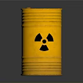Yellow Radioactive Barrel With Black Radiation Symbol On Dark Background