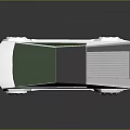 3D Model Car Featuring Polygonal Design Silver Body Green Top And Black Wheels