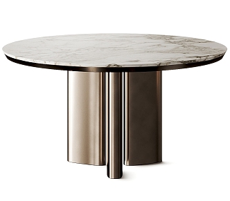 Poliform Adrien Round Dining Table Marble Dining Table Metal Dining Table 3d model