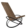 Unique Modern Leisure Chair Featuring Wooden Seat And Black Metal Curved Frame