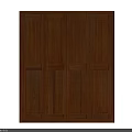 Solid Wooden Four Door Wardrobe with Classic Brown Finish and Simple Design