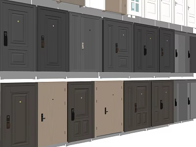 Various Styles Security Doors With Different Colors And Modern Lock Designs For Home Safety 3d model