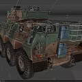 Military Wheeled Tank with Camouflage Paint Turret Cannon and Antenna Detailed Exterior Design