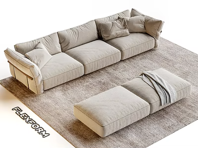 Flexform CAMELOT Fabric Multi-person Sofa Sofa Bench Living Room Sofa 3d model