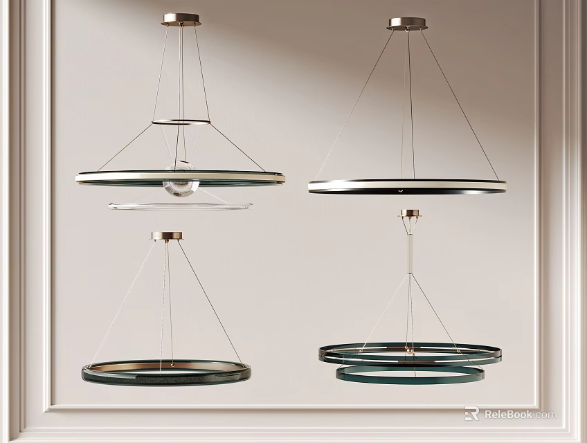 Modern Ring Design Chandeliers With Layered Structure And Metal Frames For Interior Decor 3d model