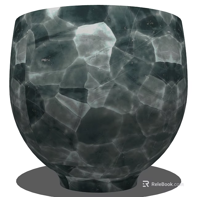 Dark Textured Decorative Vase With Rounded Shape For Home Decor 3d model 