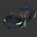 Black Sports Car With Sleek Design Yellow Accents And Rear Spoiler