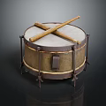 Vintage Metal Frame Drum With White Drumhead And Crossed Drumsticks On Stands
