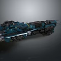 Blue Sci Fi Spaceship With Sleek Design And Detailed Mechanical Structure 3d model