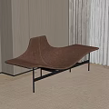 Modern Brown Leather Chaise Lounge With Black Metal Frame For Indoor Design