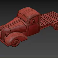 Vintage Rustic Truck Model With Wooden Flatbed Red Wheels And Classic Design