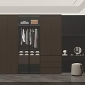 Modern Wooden Wardrobe Interior Design With Hanging Clothes Drawers Lighting And Mirror