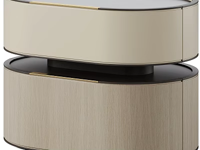 Modern Single Bed With Light And Dark Wood Nightstand And Gold Accents 3d model