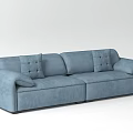 Light Blue Modern Double Sofa With Tufted Backrest Armrests And Fabric Upholstery 3d model