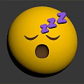 Yellow Emoji Style Decorative Ornament Set with Closed Eyes Open Mouth and Purple ZZZ Symbols