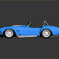 Blue Vintage Convertible Sports Car With Silver Stripes Shiny Body And Chrome Wheels