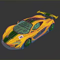 Yellow And Green Sports Car With Rear Spoiler Stripes And Number 2 Design