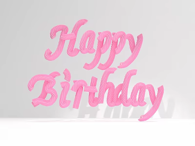 Cute Pink 3D Happy Birthday Letter Ornament Decoration Set For Party 3d model