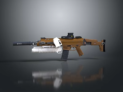 Modern Tactical Rifle Weapon With Brown Black Finish Silencer Scope And Magazine 3d model