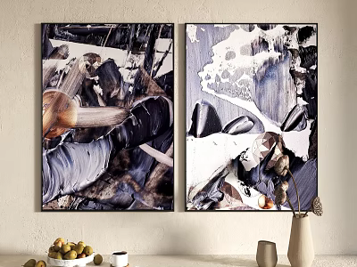 Abstract Paintings Wall Art With Black White Abstract Patterns For Modern Home Decor 3d model