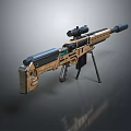 Tactical Rifle With Golden Black Finish Mounted Scope And Detachable Tripod