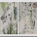 Modern Artistic Square Rug With Green White Blue Abstract Brushstroke Patterns For Home Decor