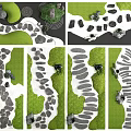 Creative Natural Stepping Stones Path Design For Garden Landscape With Green Grass And Plants