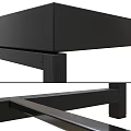 Modern Black Dining Table With Sleek Metal Frame And Storage Drawers