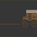 Vintage Wooden Carriage Featuring White Canvas Roof Long Shaft And Wheels