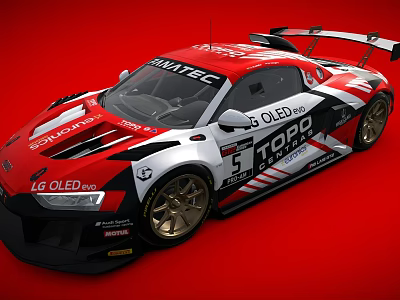 Red And White And Black Racing Car With Sponsor Logos 3d model Red And White And Black Racing Car With Sponsor Logos 3d model