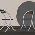 Modern Dining Chairs With Curved Metal Frame And Wooden Seat In Sleek Contemporary Design