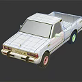 Datsun White Single Cab Pickup Truck Featuring Black Windows On Black Reflective Surface