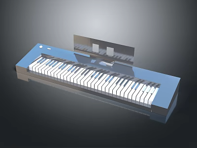 Electronic Keyboard With Modern Design Music Stand And Keys For Daily Life Use 3d model