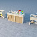 Three Different Sink Vanity Designs With Cabinet And Toiletries On Countertop