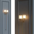 Two Elegant Gold Wall Lamps With Glass Shades On Gray Walls