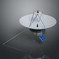 Satellite Dish Model With Tripod Structure And Solar Panel On Reflective Surface 3d model