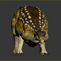 Realistic Ankylosaurus Dinosaur 3D Model With Yellow Brown Body Armored Back And White Spots