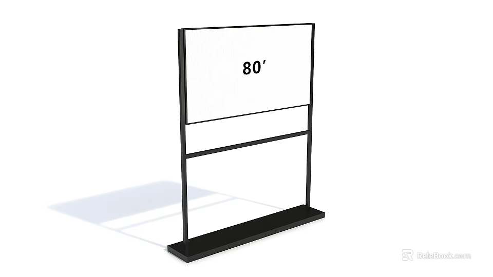 80 Inch Floor Standing Projection Screen With Black Frame And White Display Surface 3d model 