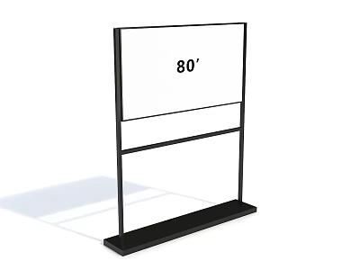 80 Inch Floor Standing Projection Screen With Black Frame And White Display Surface 3d model