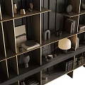 Modern Layered Bookshelf Design With Decorative Items Books And Lighting 3d model