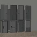 Various Dark Colored Security Doors With Different Designs And Metal Frames
