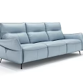Light Blue Modern Reclining Leisure Sofa Set Three Seater With Black Legs