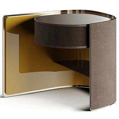 Contemporary Modern Nightstand Design With Gold Metal Frame Smooth Top And Velvet Drawer 3d model