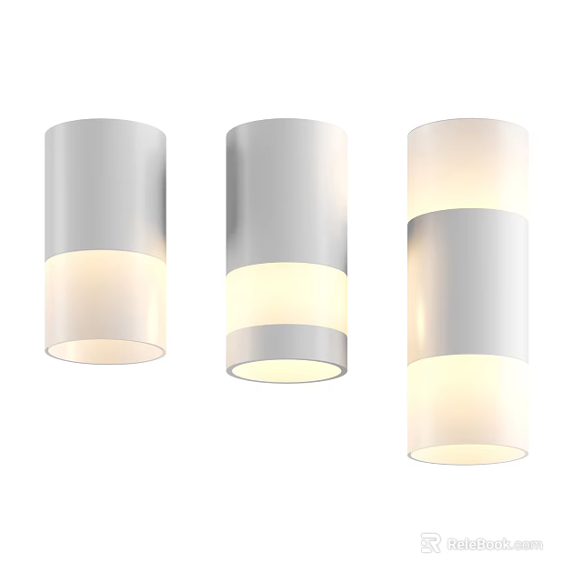 Modern Downlights Cylindrical Design Silver White Finish For Home Interior Lighting 3d model