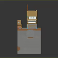 Minecraft Style Multi Level House With Yellow Roof Gray Base And Orange Accents