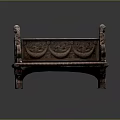 Ornate Vintage Outdoor Bench With Carved Details And Decorative Statues Design