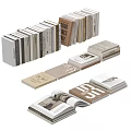 Stylish Stacked Books and Magazines with Open Covers Modern Design Typography and