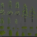 Assorted Plant Combinations With Various Tree And Shrub Shapes And Human Figures For Scale 3d model