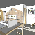 Modern Specialty Store Interior With Wooden Decor Display Shelves Counter And Wall Art
